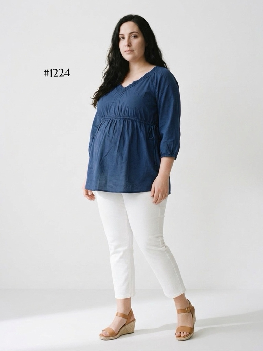 🔥Bundle Sale 🔥 Maternity Women's Navy V-Neck Empire Waist Top - Picture 8 of 8